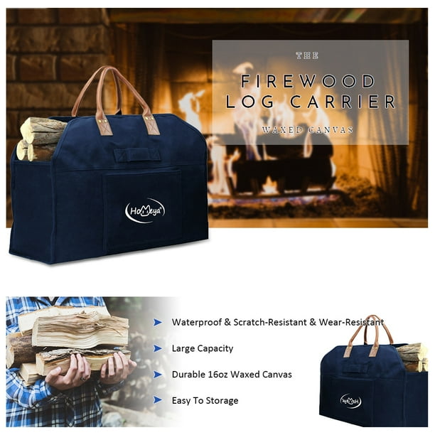 Large Firewood Carrying Log Carrier Bag Stove Wood Storage Bag Waterproof